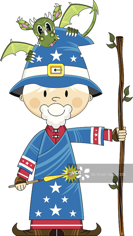 可爱的巫师和龙图片素材