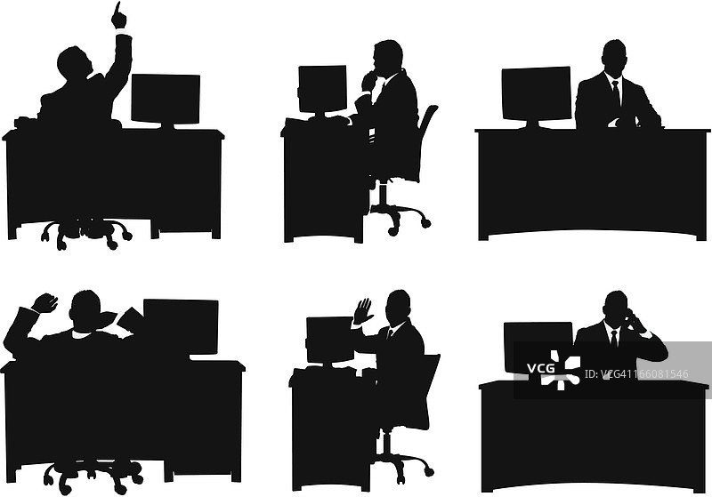 在办公室工作的商人多重影像图片素材