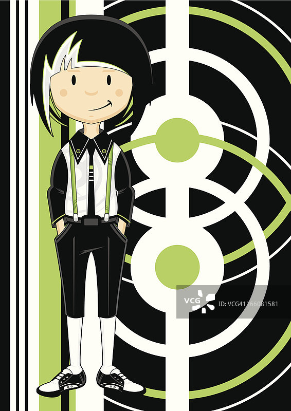 带圆圈和条纹的时尚女孩图片素材