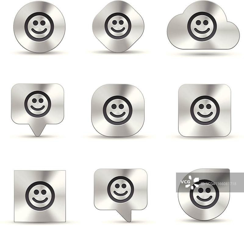 微笑拉丝金属图标图片素材