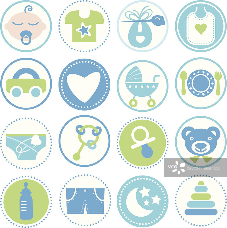 男婴圆形图标/印章图片素材