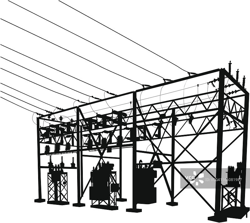 变电站轮廓剪影图片素材