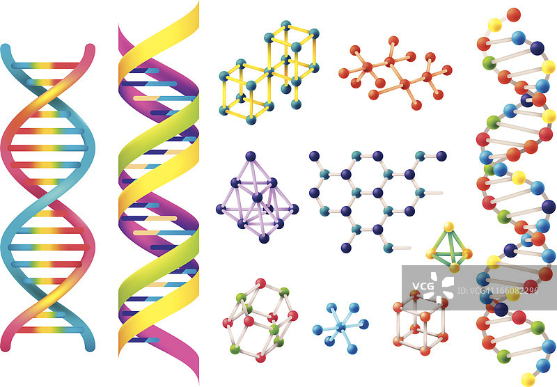 各种彩色DNA模型图片素材
