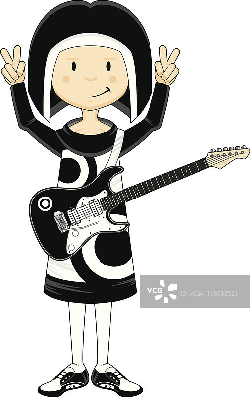 带电吉他的炫酷六十年代时尚图片素材