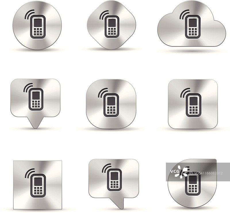 手机通话拉丝金属图标图片素材