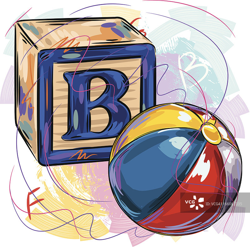 色彩鲜艳的玩具积木和球图片素材