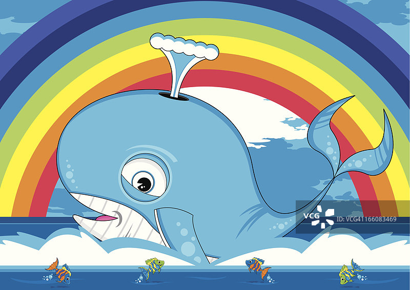可爱的鲸鱼和鱼的场景图片素材