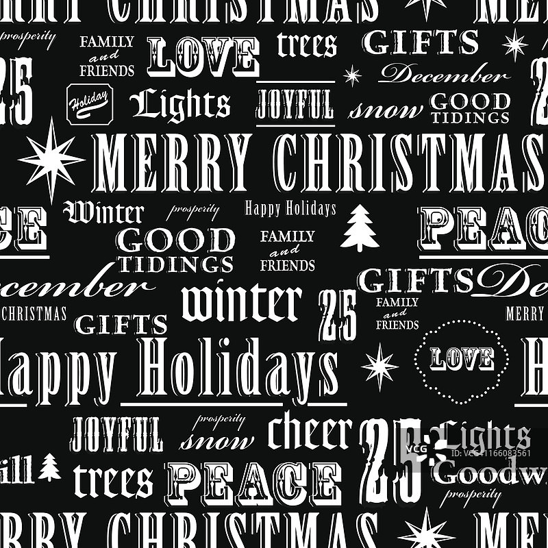 圣诞节主题黑白重复无缝图案背景图片素材