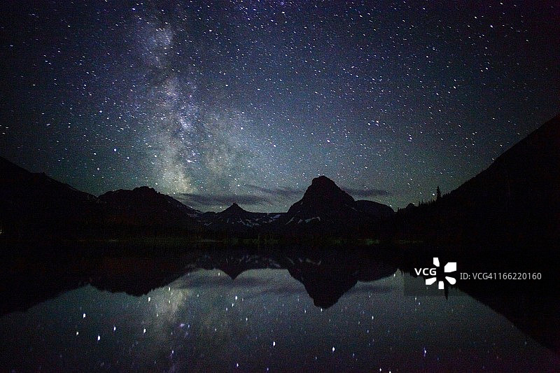 冰川国家公园的银河倒影图片素材