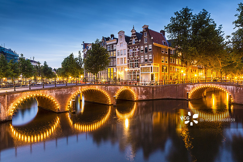 莱兹运河和皇帝运河上的桥梁图片素材