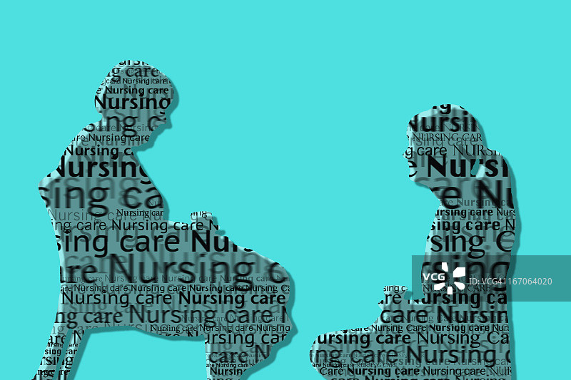 志愿者拜访年长者的文字轮廓图片素材