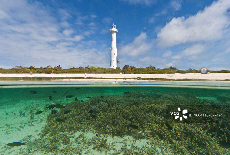 珊瑚岛屿的双重曝光照片图片素材