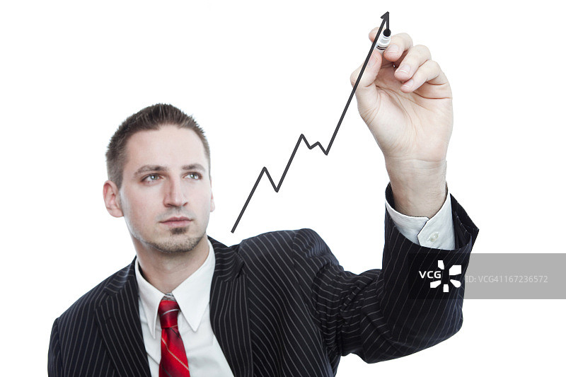 商人绘制股票图图片素材