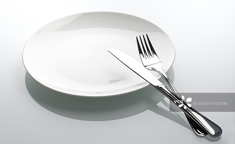 空白盘子上的刀叉图片素材