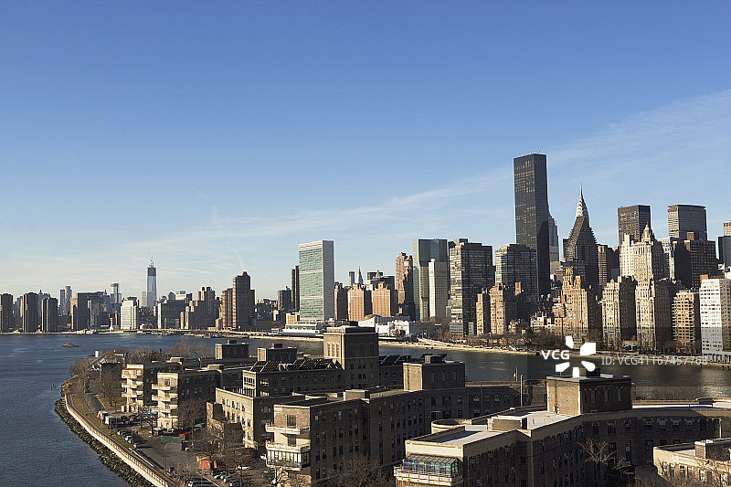 美国纽约州纽约市曼哈顿东区鸟瞰图图片素材