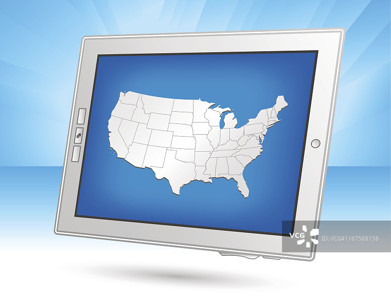 带有美国地图的平板电脑图片素材