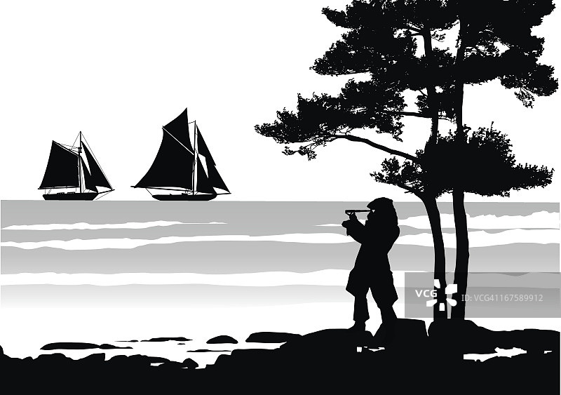 单筒望远镜矢量轮廓图片素材