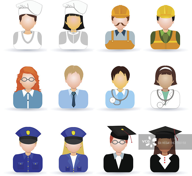 不同职业人物图标合集图片素材