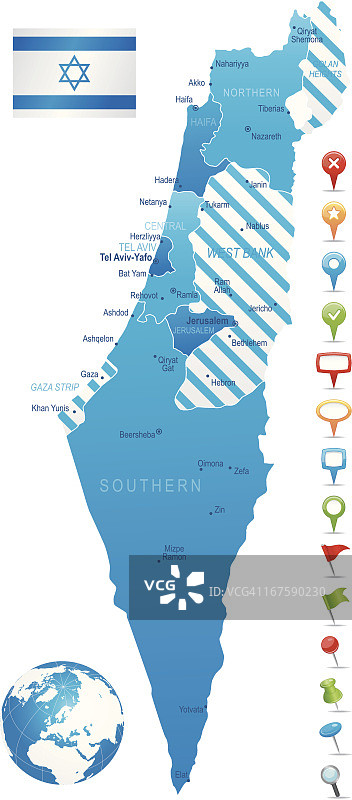以色列高度详细地图图片素材