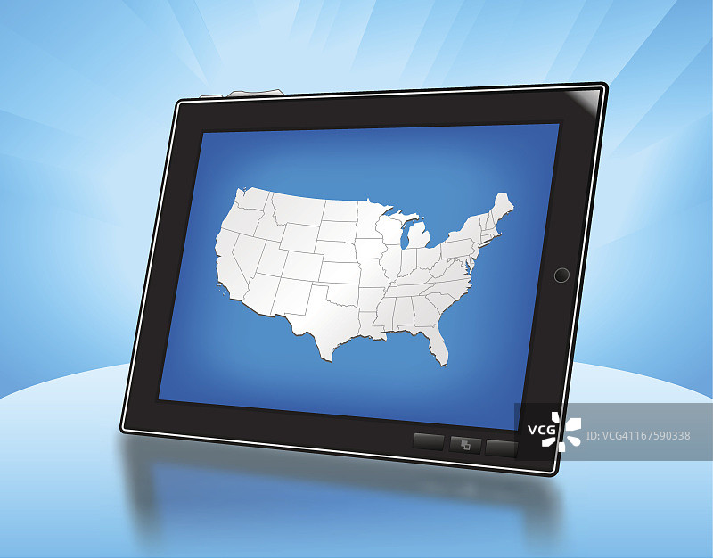带有美国地图的平板电脑图片素材