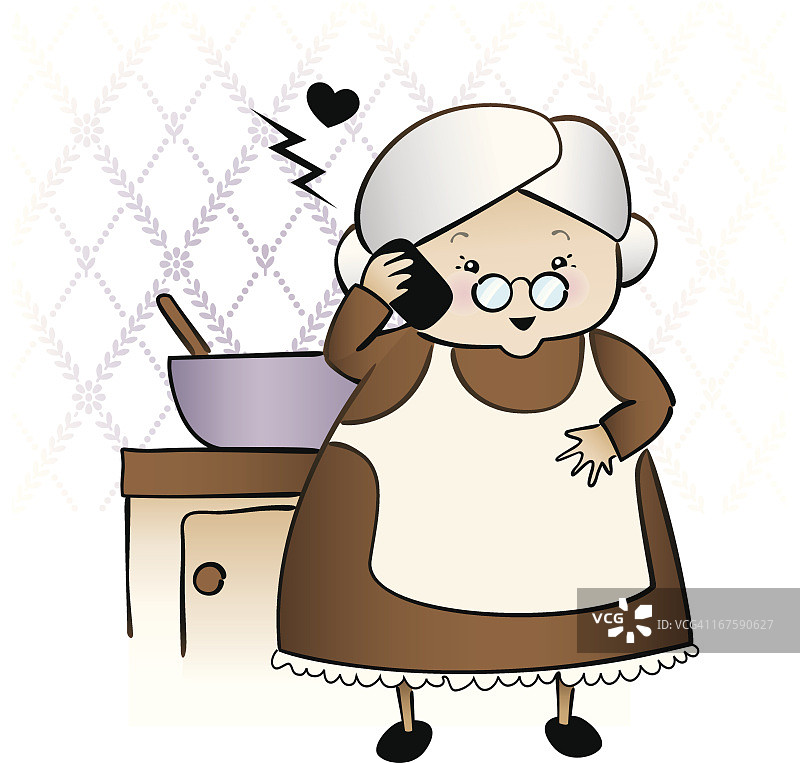 奶奶在打电话图片素材