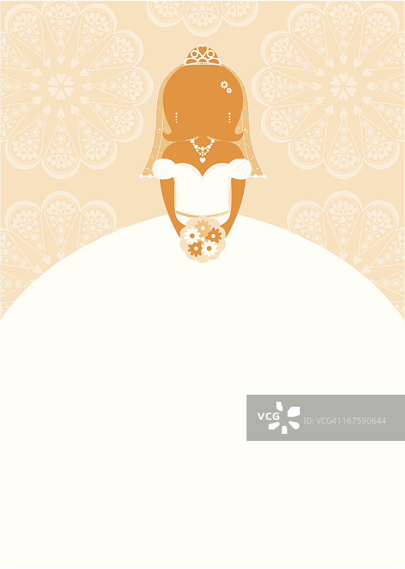 蕾丝背景上的新娘剪影图片素材