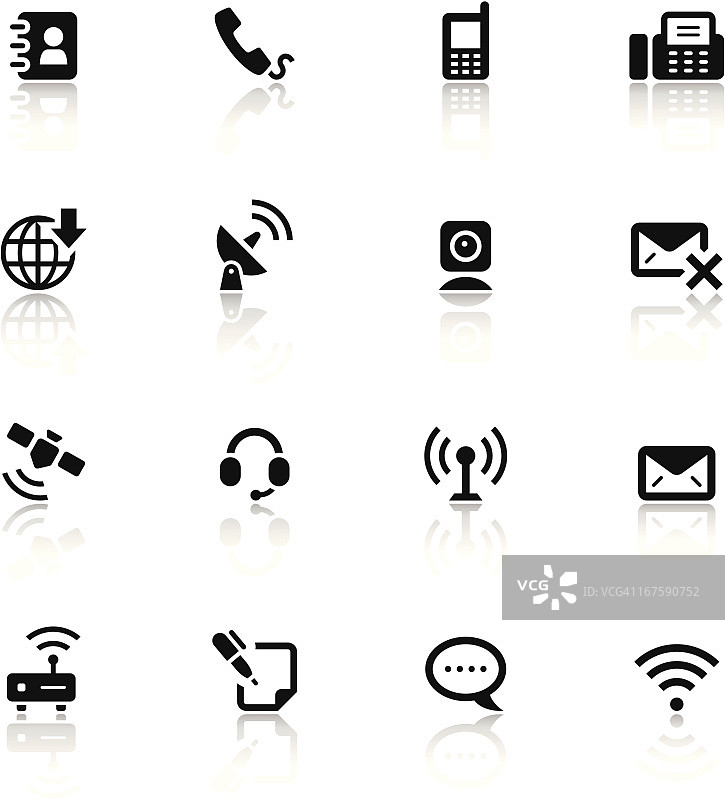 黑白图标套装|通讯图片素材