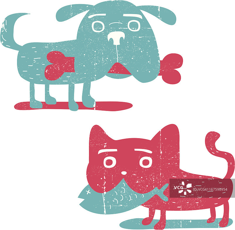 斑驳的狗和猫图片素材