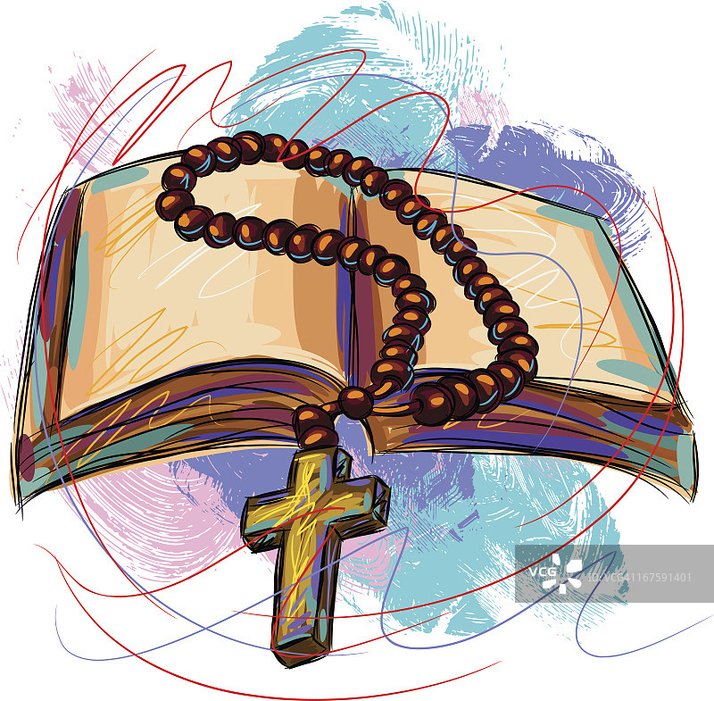 圣经和念珠图片素材