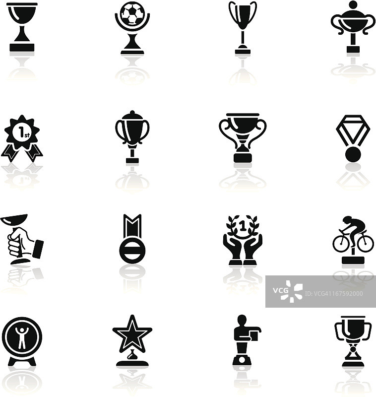 深黑色系列|奖杯和奖励图标图片素材