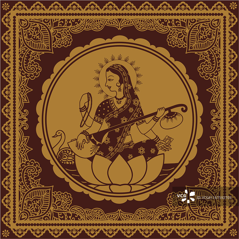 金色萨拉斯瓦蒂图片素材