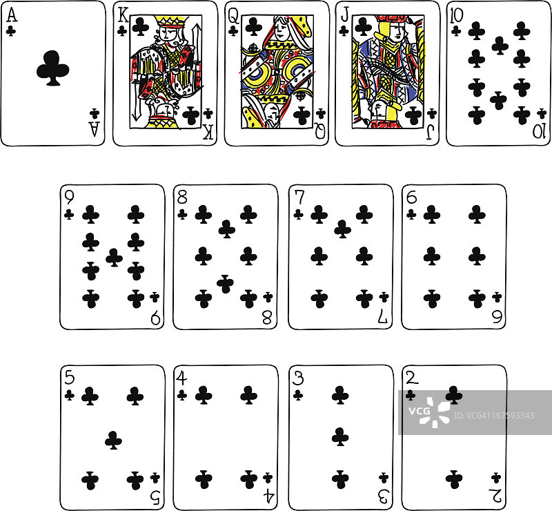 卡通风格的梅花扑克牌图片素材