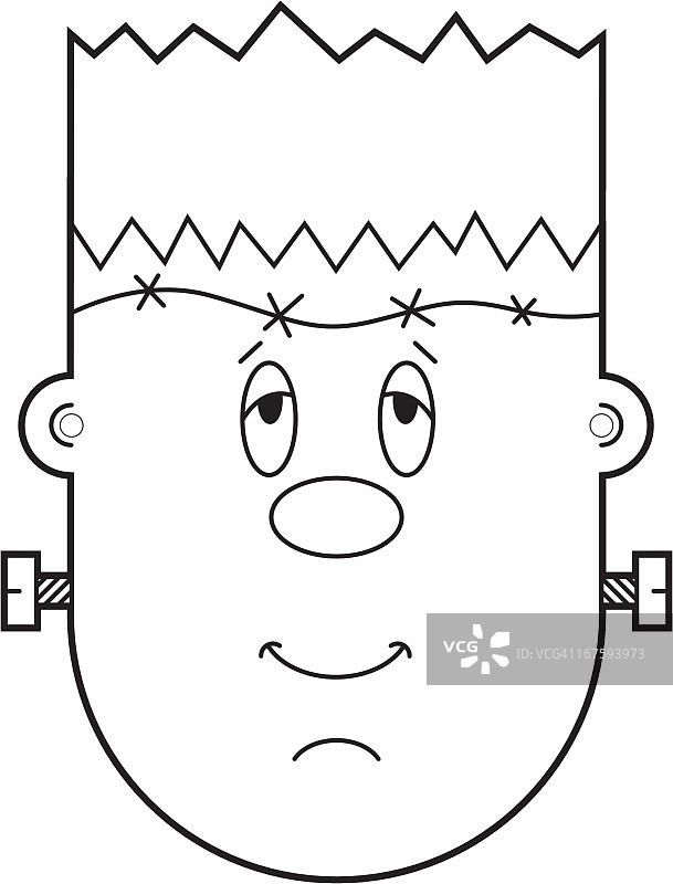 友好的万圣节科学怪人填色面具图片素材