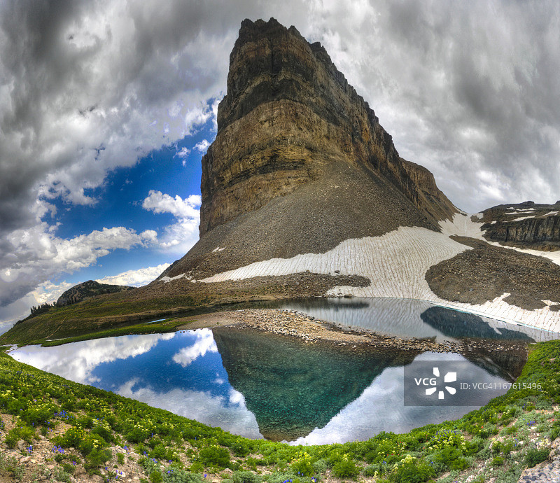 蒂姆帕诺戈斯山的翡翠湖图片素材