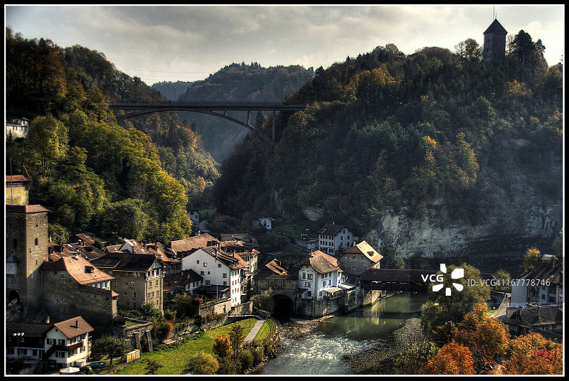 伯尔尼桥和戈特隆山谷（弗里堡，瑞士）图片素材