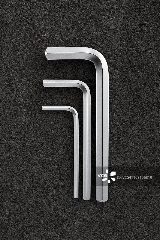 不同尺寸的艾伦内六角扳手图片素材