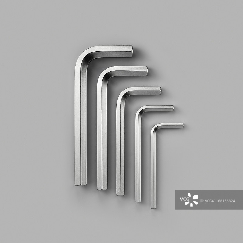 不同尺寸的艾伦内六角扳手图片素材