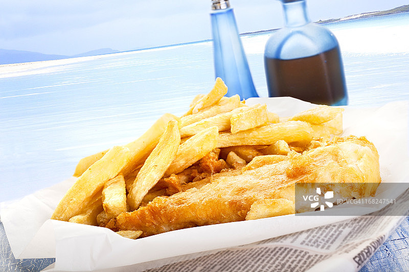 海边的炸鱼薯条图片素材
