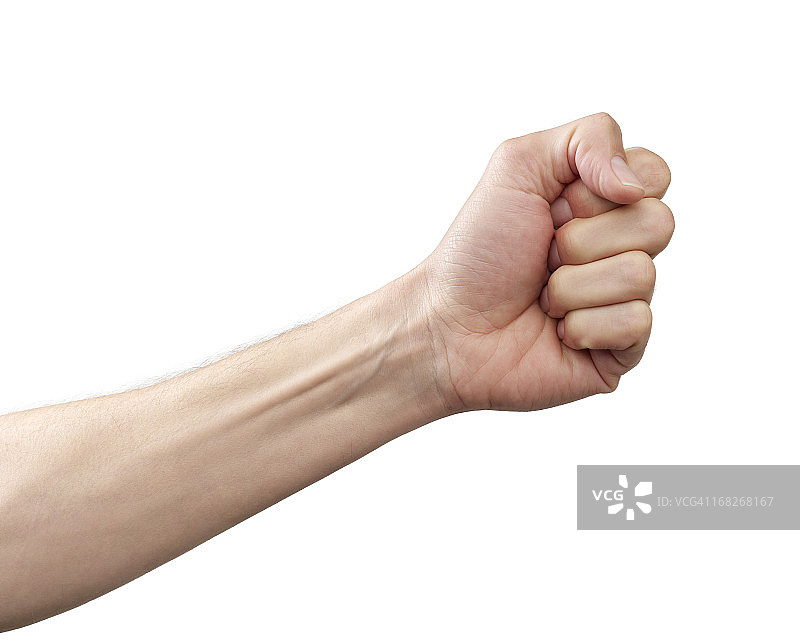 白色背景下的手臂和拳头图片素材