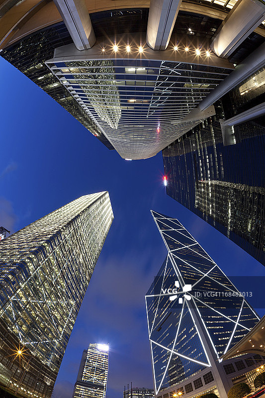 香港摩天大楼鱼眼视角图片素材