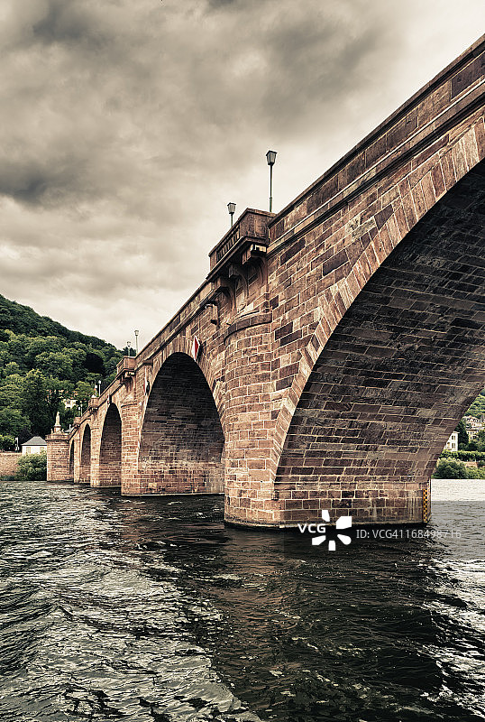 海德堡老桥与内卡河图片素材