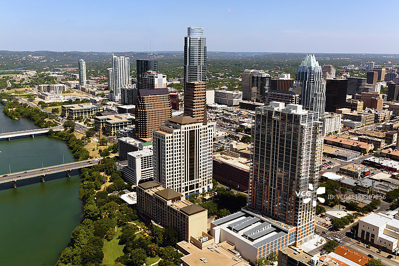 美国德克萨斯州奥斯汀天际线航拍图片素材