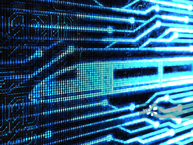 蓝色像素光显示的列车图片素材