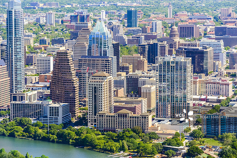 奥斯汀得克萨斯州城市天际线鸟瞰图片素材