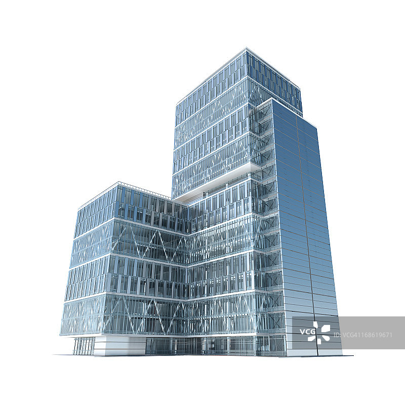 成功的商业：带有剪切路径的现代公司办公大楼图片素材
