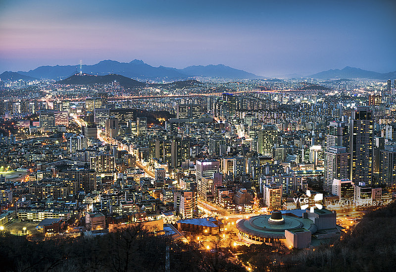 首尔城市暮色图片素材