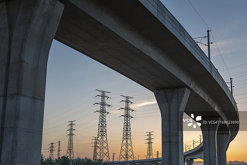 桥梁电力塔架图片素材