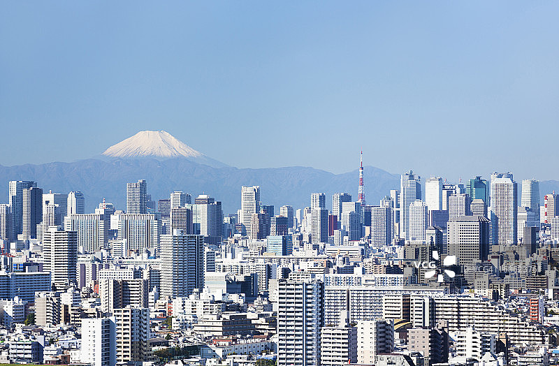 东京天际线与富士山图片素材
