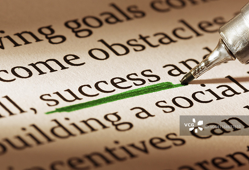 印刷文件中被强调的单词：成功图片素材