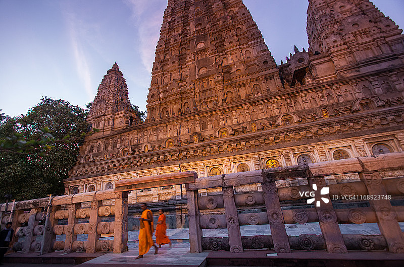 印度菩提寺黄昏景色图片素材